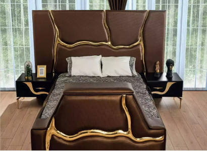 Bedroom Bed 2x Nightstands Luxury Bed Set Complete Design Furniture 3 pcs.