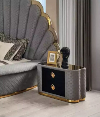 Bedroom bed 2x nightstands luxury bed set complete design furniture 3-piece set