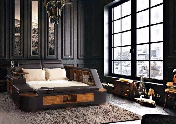 Multifunctional Bed Double Beds Modern Bed Frame Beds 180x200cm Hotel New