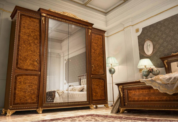 Wardrobe Wooden Cabinet Closet Solid Bedroom Furniture Italy Real Wood