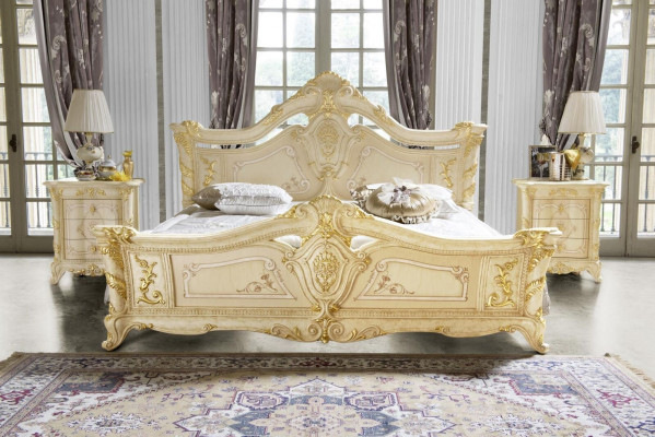 Bedroom set design Art Deco luxury beds bed nightstand 3-piece set.