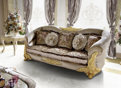 Furniture Textile Sofa Baroque 3-Seat Classic Three-Seater Sofa Couch Upholstery