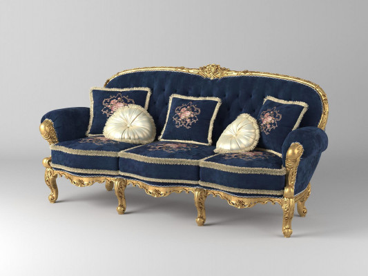 Chesterfield Classic Three-Seater Sofa Living Room Landscape Textile Sofas 3 Seat New
