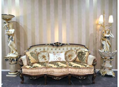 Classic three-seater sofa couch upholstered furniture Chesterfield 3-seat fabric sofa