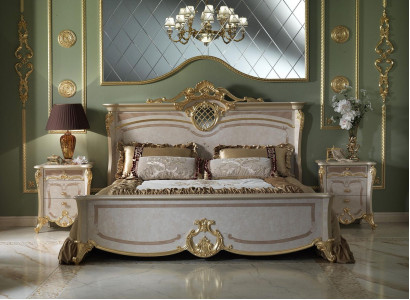 Bedroom furniture set - bed with two nightstands in a modern design