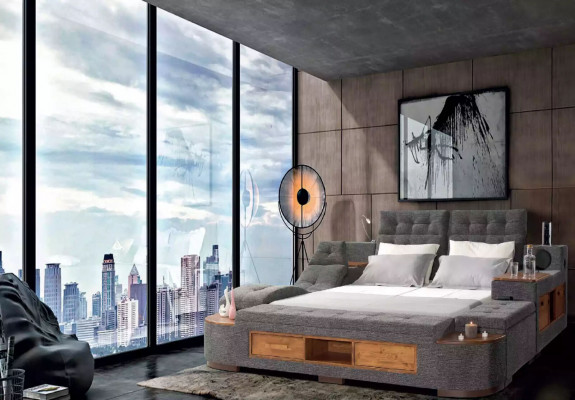 Multifunction Bed Double Beds Modern Bed Frame Beds 200x200cm Hotel New