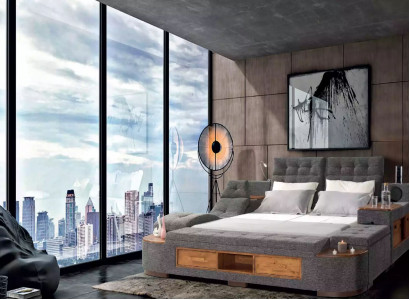Multifunction Bed Double Beds Modern Bed Frame Beds 200x200cm Hotel New