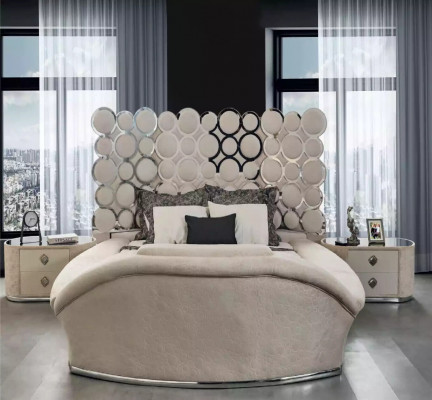 Bedroom bed 2x nightstands luxury bed set complete design furniture