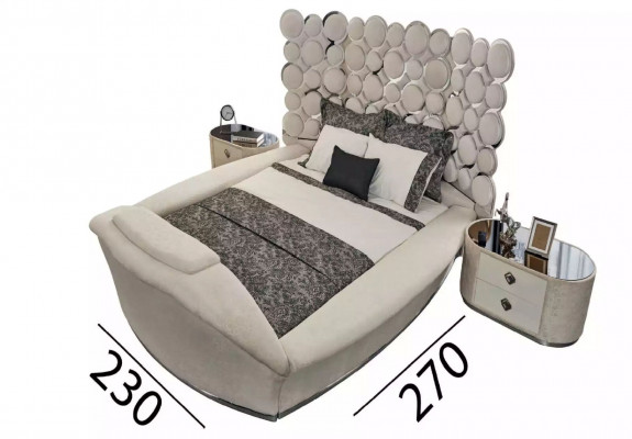 Bedroom bed 2x nightstands luxury bed set complete design furniture