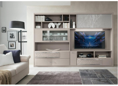 Wall cabinet sideboard living wall TV chest of drawers wood design modern beige