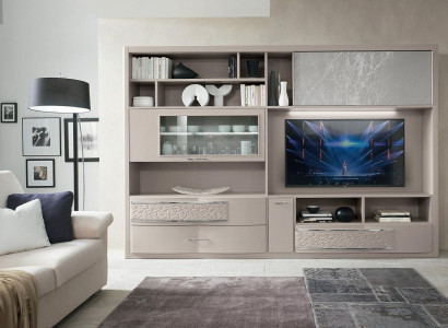 Wall cabinet sideboard living wall TV chest of drawers wood design modern beige