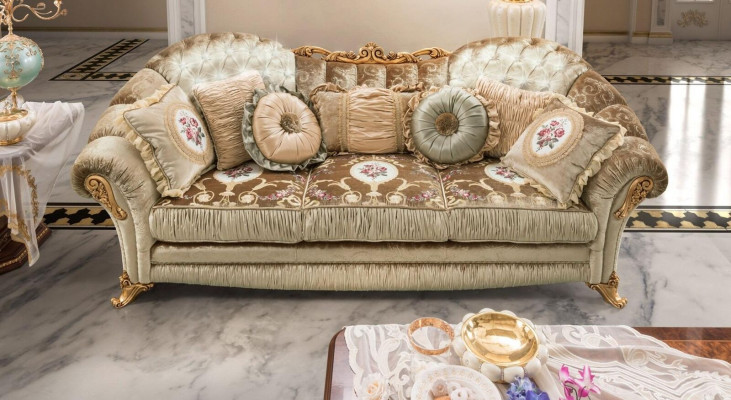 Baroque Rococo 3-seater couch textile sofa luxury design Italian furniture