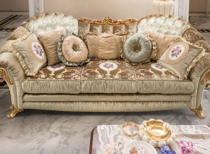 Baroque Rococo 3-seater couch textile sofa luxury design Italian furniture