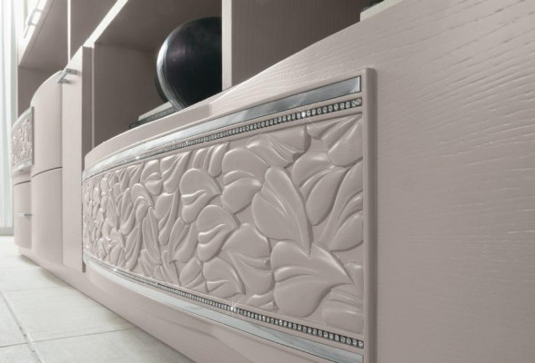 Wall cabinet sideboard living wall TV chest of drawers wood design modern beige