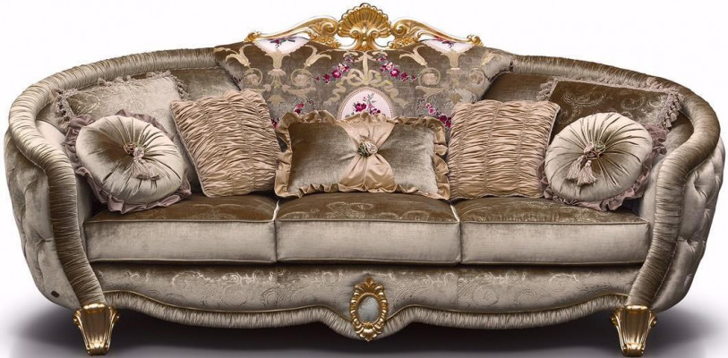 Classic Upholstered 3-Seater Textile Couches Textile Sofa Sofa Three-Seater Couch New