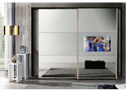 Wardrobe cabinets clothes closet luxury wood sliding doors TV with television