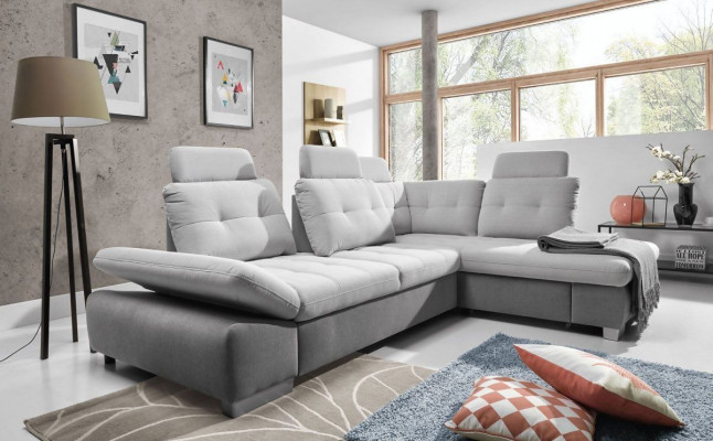 Textile corner sofa couch upholstered corner set fabric sleeping living landscape new