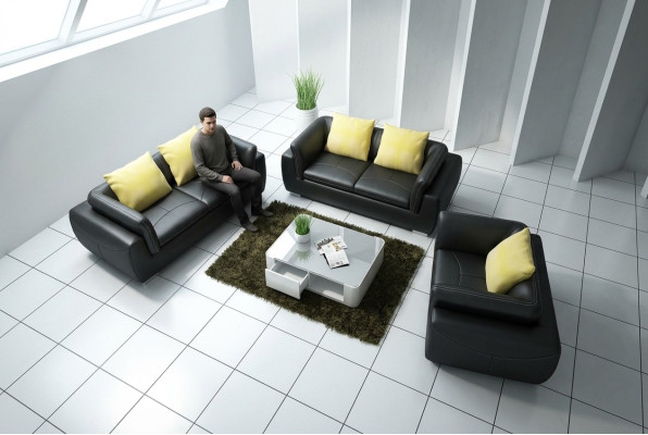 Leather sofa couch living landscape 3+2+1 seating suite design modern sofa F_3014D