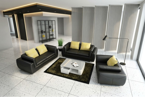 Leather sofa couch living landscape 3+2+1 seating suite design modern sofa F_3014D