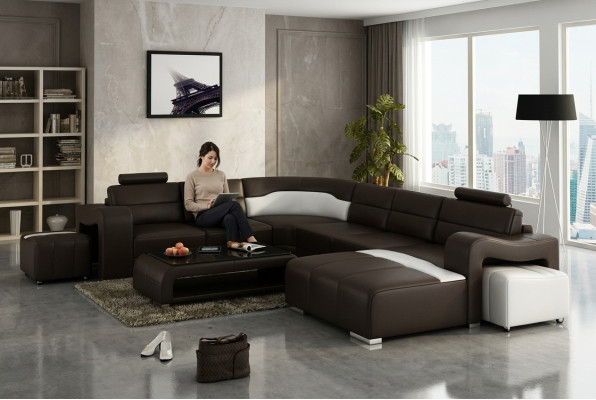 Leather sofa couch living landscape corner sofa corner set design modern sofa