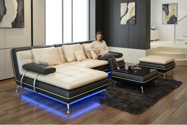 Leather Sofa Couch Living Area Corner Sofa Corner Arrangement Design Modern Sofa New F3015