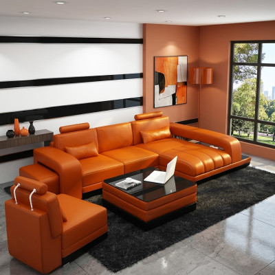 Leather Sofa Couch Living Area Sectional Sofa Corner Set Design Modern Sofa F3017C