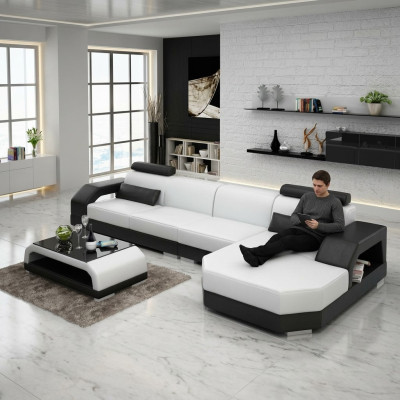 Leather sofa couch living landscape corner sofa corner suite design modern sofa G8001C