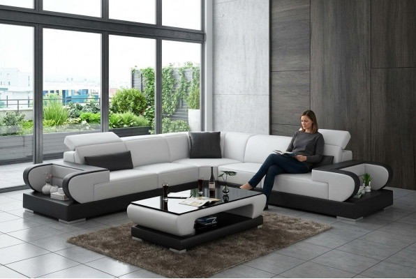 Leather Sofa Couch Living Landscape Corner Sofa Corner Suite Design Modern Sofa G8002B