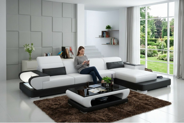 Leather sofa couch living landscape corner sofa corner suite design modern sofa G8002C
