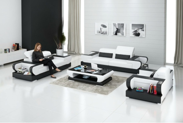 Leather sofa couch living landscape 3+2+1 seater suite design modern sofa G8002D
