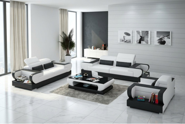 Leather sofa couch living landscape 3+2+1 seater suite design modern sofa G8002D