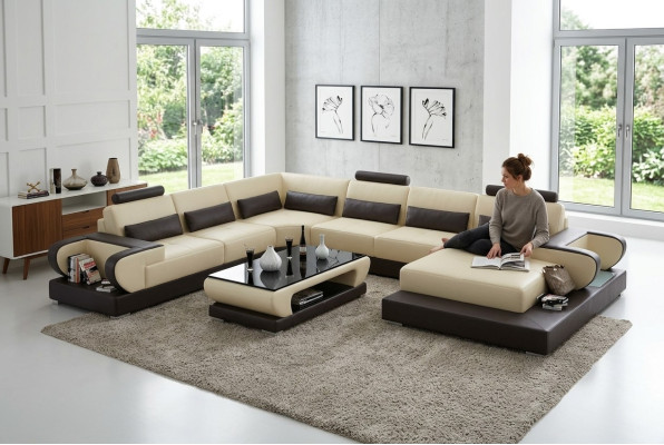 Leather sofa couch living landscape corner sofa corner set design modern sofa G8003