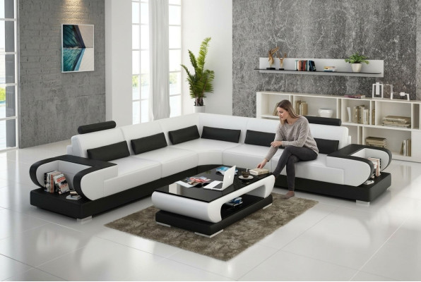 Leather sofa couch living area corner sofa corner set design modern sofa G8003B