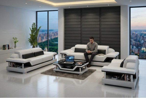 Leather sofa couch living area 3+2+1 seater set design sofa sofa suite