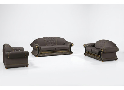 Classic designer 3-seater Chesterfield leather couch upholstery seat without 2+1 new