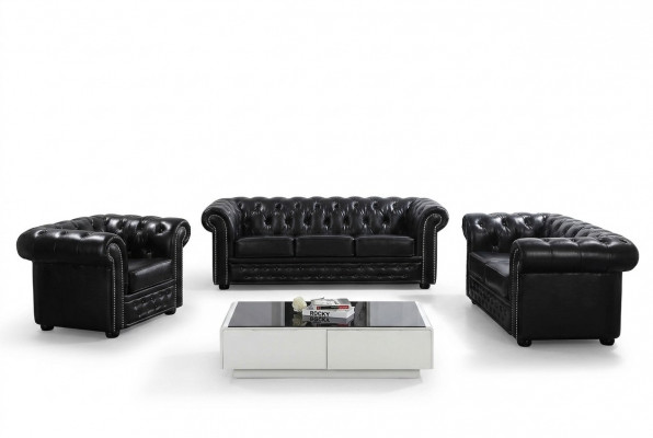Chesterfield Design Luxury Upholstered Sofa Couch Seating Suite Leather 3-Seater #606