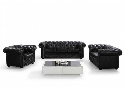Chesterfield Design Luxury Upholstered Sofa Couch Seating Suite Leather 3-Seater #606
