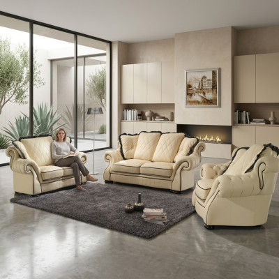 Classic leather sofa couch set sofas couches suites upholstery 3+2