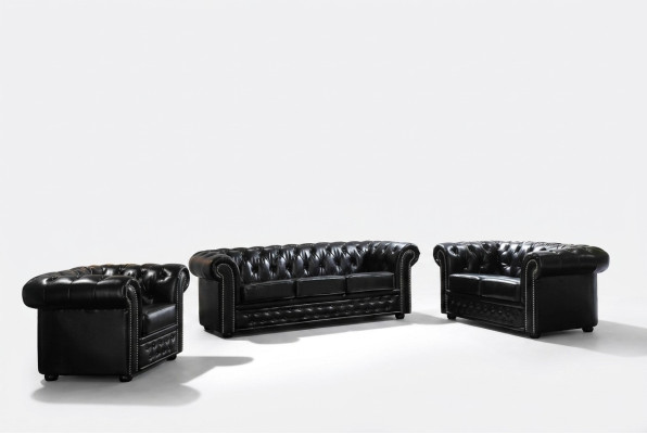 Chesterfield Leather Sofa Couch Upholstery Seat Set Upholstery Suite 3+2 Seater