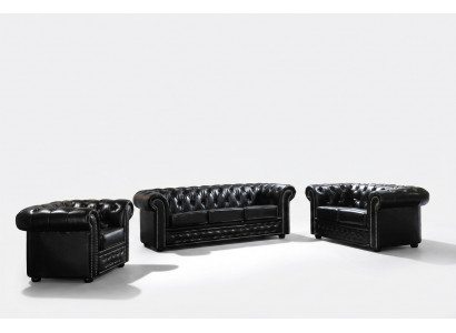 Chesterfield Leather Sofa Couch Upholstery Seat Set Upholstery Suite 3+2 Seater