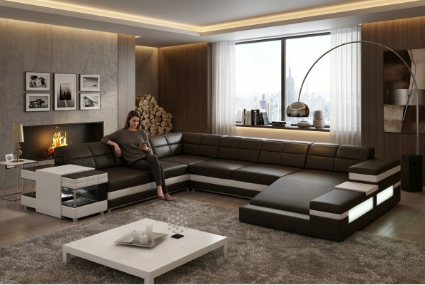 Leather sofa couch living area corner sofa corner set design modern sofa 1201B