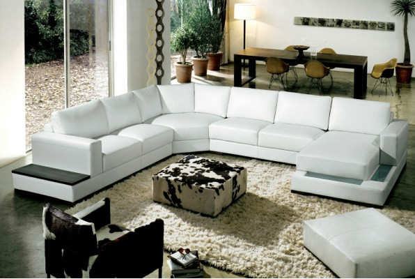 Large leather sofa couch seat cushion corner set living landscape with lighting