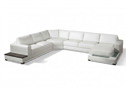 Large leather sofa couch seat cushion corner set living landscape with lighting