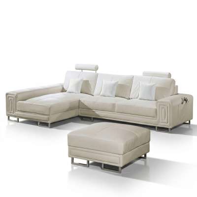 Leather sofa couch upholstery corner set 190x334cm living room landscape L shape 2055