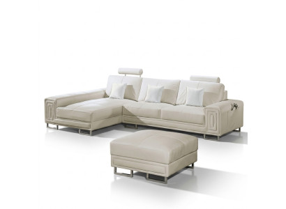 Leather sofa couch upholstery corner set 190x334cm living room landscape L shape 2055