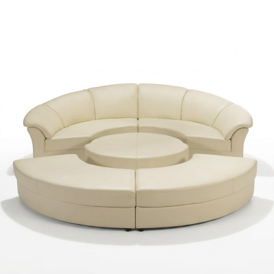 Round XXL upholstered living landscape couch round corner sofa leather sofa seat corner suite