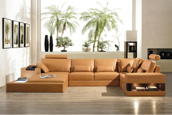Large XXL leather sofa couch upholstery corner lounge suite U-shape living area
