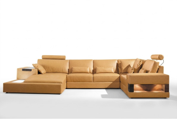 Large XXL leather sofa couch upholstery corner lounge suite U-shape living area