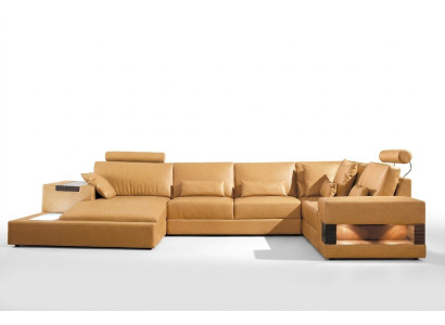 Large XXL leather sofa couch upholstery corner lounge suite U-shape living area