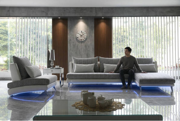 Modern design corner sofa upholstery suite 155x390cm fabric textile sofa corner
